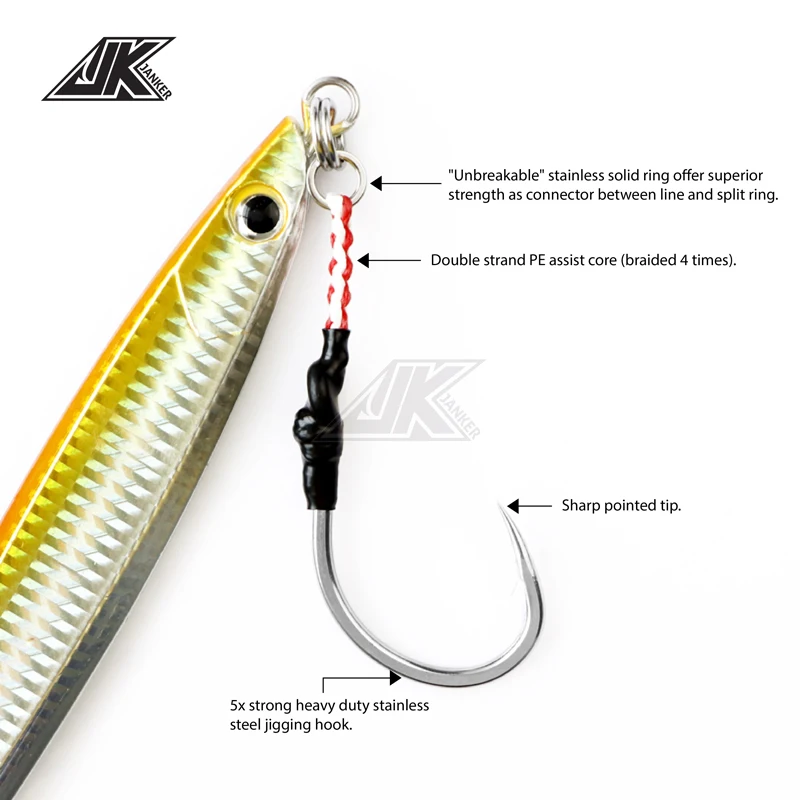 JK HVS Heavy Power Assist 7/0 ~ 13/0 anzuelos de Jigging señuelo de acero inoxidable anzuelo de pesca juego de agua salada captura de granizo 5X gancho - imagen 5