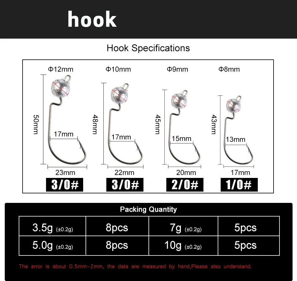 Descubra las especificaciones de gancho perfectas para sus necesidades de pesca con diferentes tamaños y cantidades de embalaje
