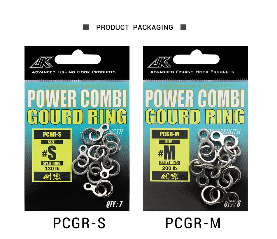 Anillos de calabaza combinación de potencia para ganchos de pesca avanzados disponibles en tamaños de PCGR-S y PCGR-M