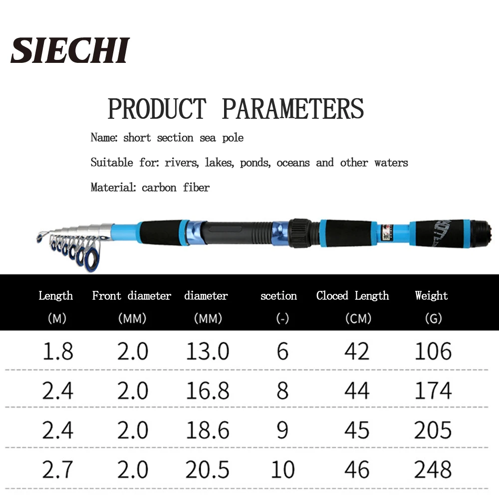 Mini caña de pescar telescópica, alimentador de carpa de 1,8 M-3,0 M, caña de pescar de FRP duro - imagen 2