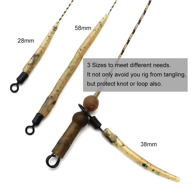 20 piezas accesorios de pesca de carpa, mangas antienredos, funda de gancho para aparejo de pelo, aparejos de pesca gruesos de carpa