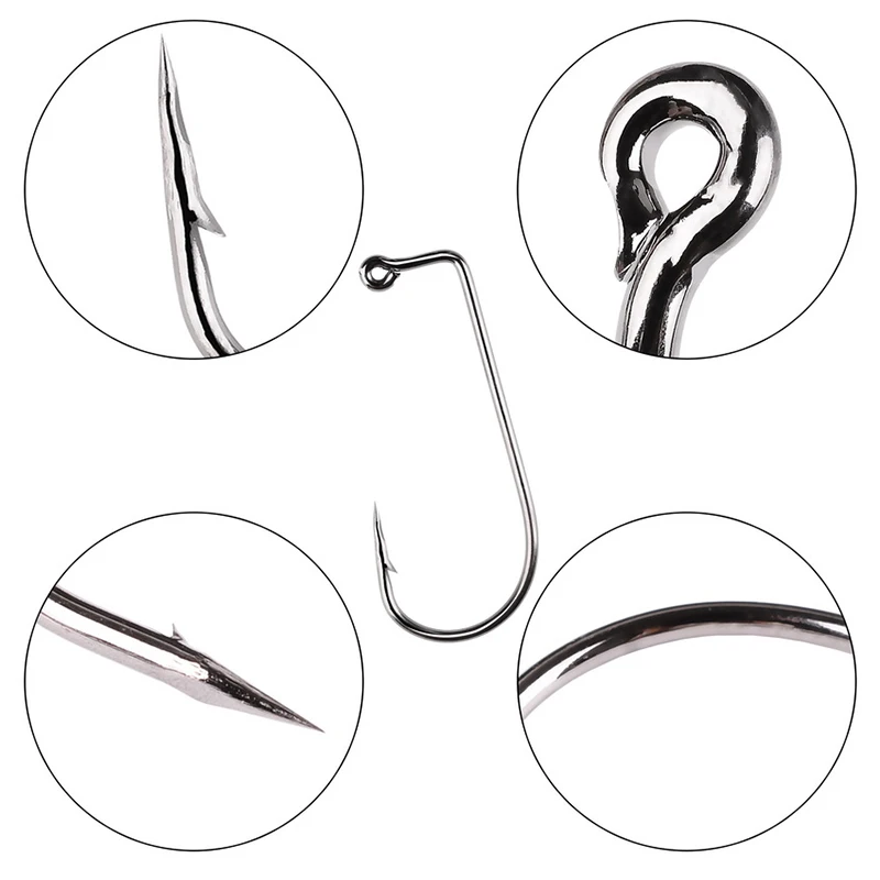 Anzuelo de pesca con mosca, anzuelo de alambre fuerte, tamaño 6 4 2 1 1/0-4/0, Aberdeen, 50 unids/lote - imagen 3