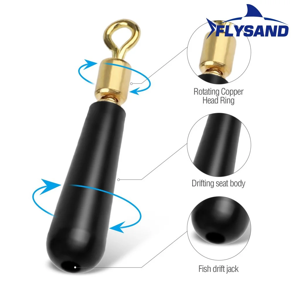 FLYSAND-asiento de flotadores de pesca de alta calidad, cabeza de cobre, Bobber de goma para flotador de pesca Led, asiento de boya de rotación, 50 unids/caja - imagen 2