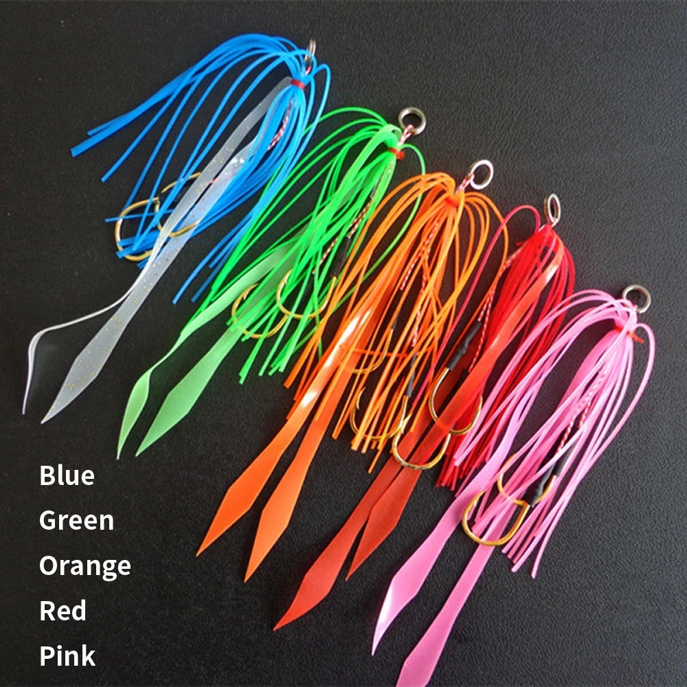 Wifreo-Plantilla de falda de silicona para pesca en el mar, anzuelo doble deslizante de repuesto, señuelo de remolque, juego de imitación de pulpo, 10 Uds. - imagen 2