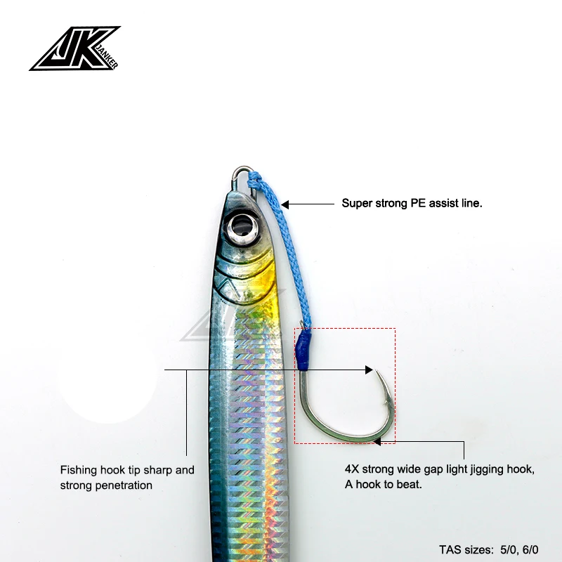 JK TAS-anzuelos de pesca para agua salada, línea de PE japonesa, aparejos de pesca para barco, 5/0, 6/0 - imagen 5