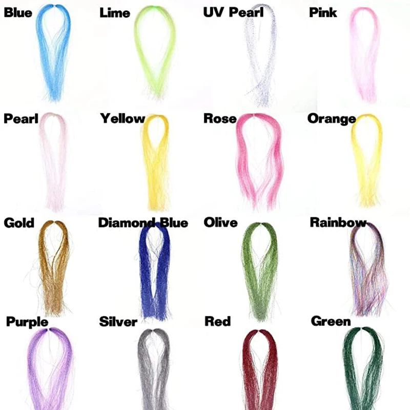 Bimoo-oropel de cristal Flashabou Krystal, Streamer de atado de moscas, ninfa, agua salada, moscas secas, Sabiki, materiales de Rigs intermitentes, 16 paquetes - imagen 4