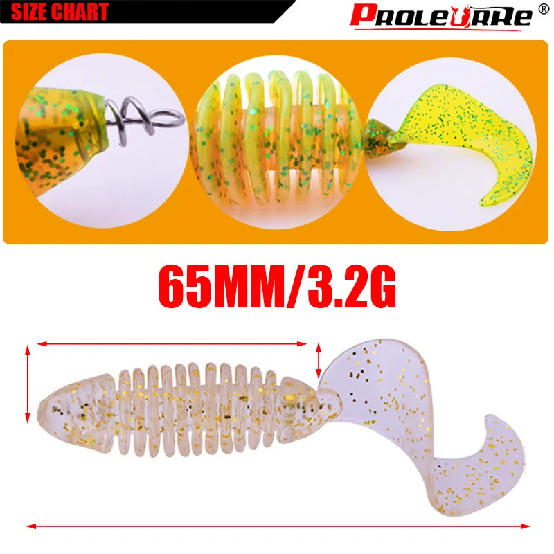 Señuelo de pesca de silicona suave, cebo de 6,5 cm, 3,2g, Wobblers artificiales, Swimbaits Grub para lubina, trucha, aparejos de carpa, lote de 5 unidades - imagen 3