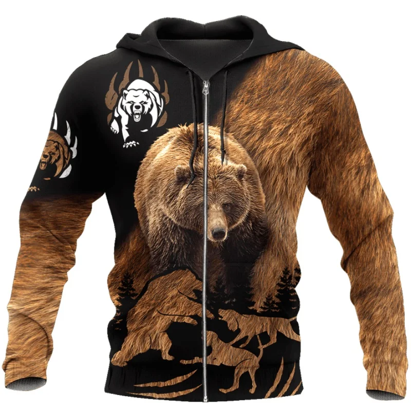 Sudaderas con capucha con estampado 3D de camuflaje de caza de oso para hombre/mujer, Sudadera con capucha de moda Harajuku, Sudadera informal de otoño, sudadera para hombre DLL58 - imagen 4