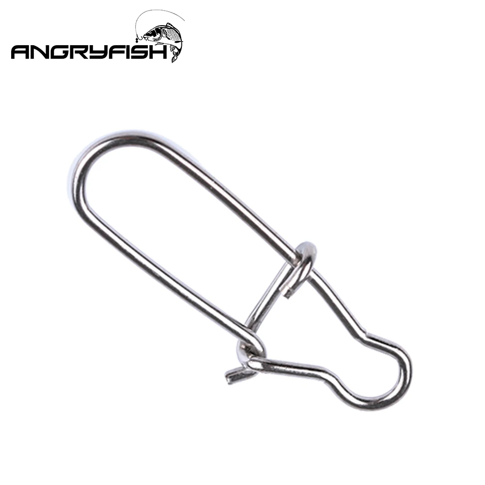 Angryfish-ganchos de pesca de acero inoxidable, 50 unidades, cierre de gancho giratorio a presión, anillos sólidos, broches de seguridad, conector - imagen 3