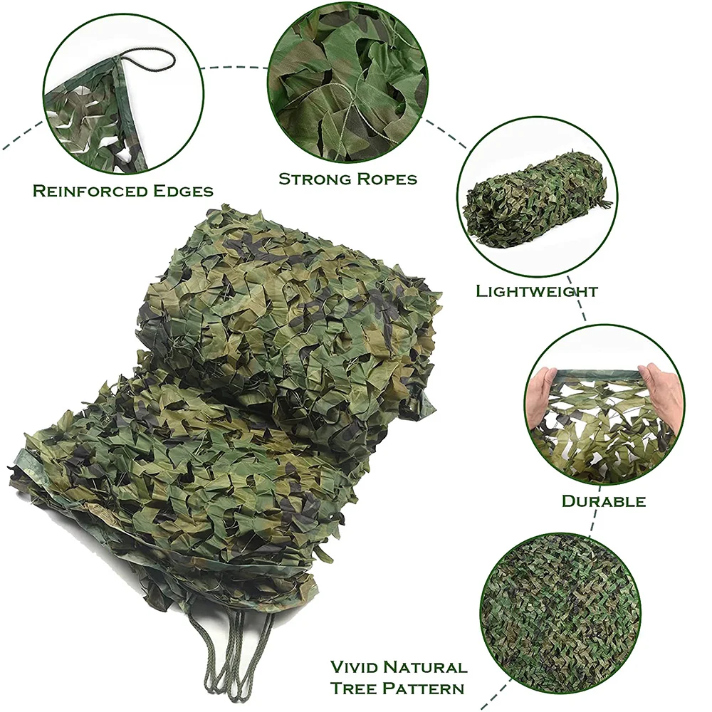 Cubierta de camuflaje al aire libre, cobertura militar tipo bosque para entrenamiento, caza, protección del sol para el coche, sombra y refugio, para el verano - imagen 3