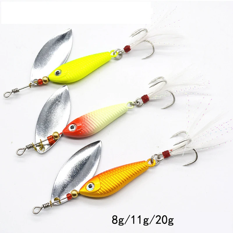 Cebo giratorio de Metal con vibración VIB, Señuelos de Pesca de 8/11/20g, cuchara giratoria, Jigs, trucha, aparejos duros de Pesca de invierno, 5 uds. - imagen 3