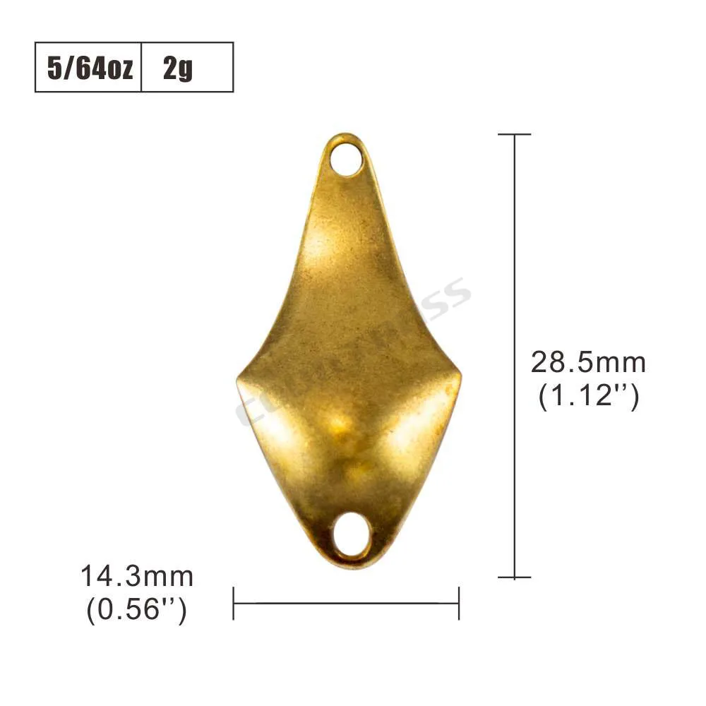 COUNTBASS 50 Uds. Cucharas de pesca de salmón de latón en blanco 2g (5/64oz) área de trucha giratoria, cebos de Lucio, señuelos de pescador sin pintar
