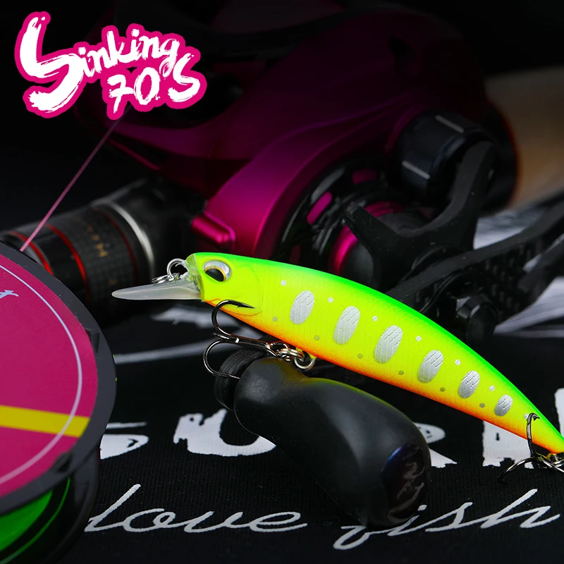 TSURINOYA 70S-Kit de pesca de fundición de pececillo que se hunde, 6 uds., 70mm, 8,9g, cebo duro, señuelo de pesca artificial, Lucio, trucha, juego de Jerkbait - imagen 2