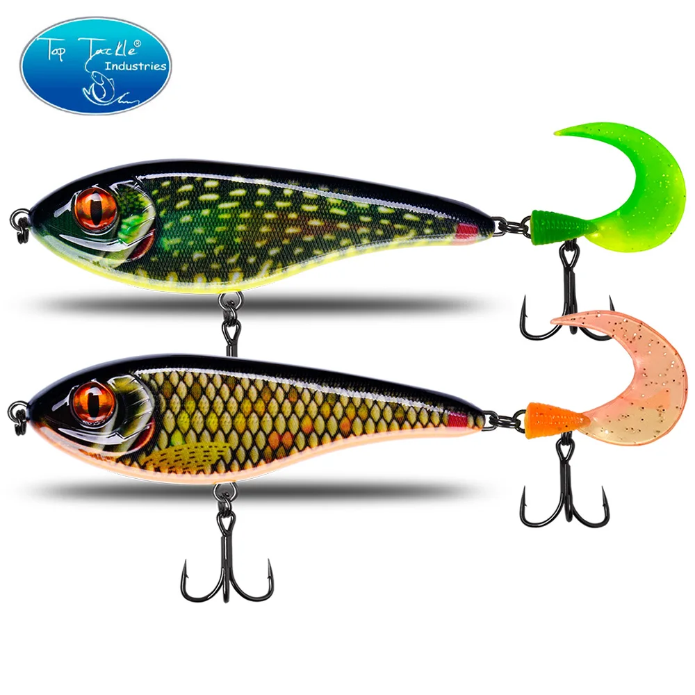 Jerk cebo con cola suave señuelo de pesca para Lucio 105mm 32g CFLURE Muskie Pike Big VIB señuelo de pesca cebo duro Jerk 8 colores - imagen 5