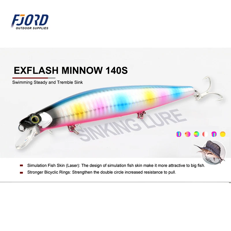FJORD 140mm 26g hundimiento pececillo negro agua salada lubina Pike cebos duros de fundición larga cebos artificiales de tungsteno equipos de pesca