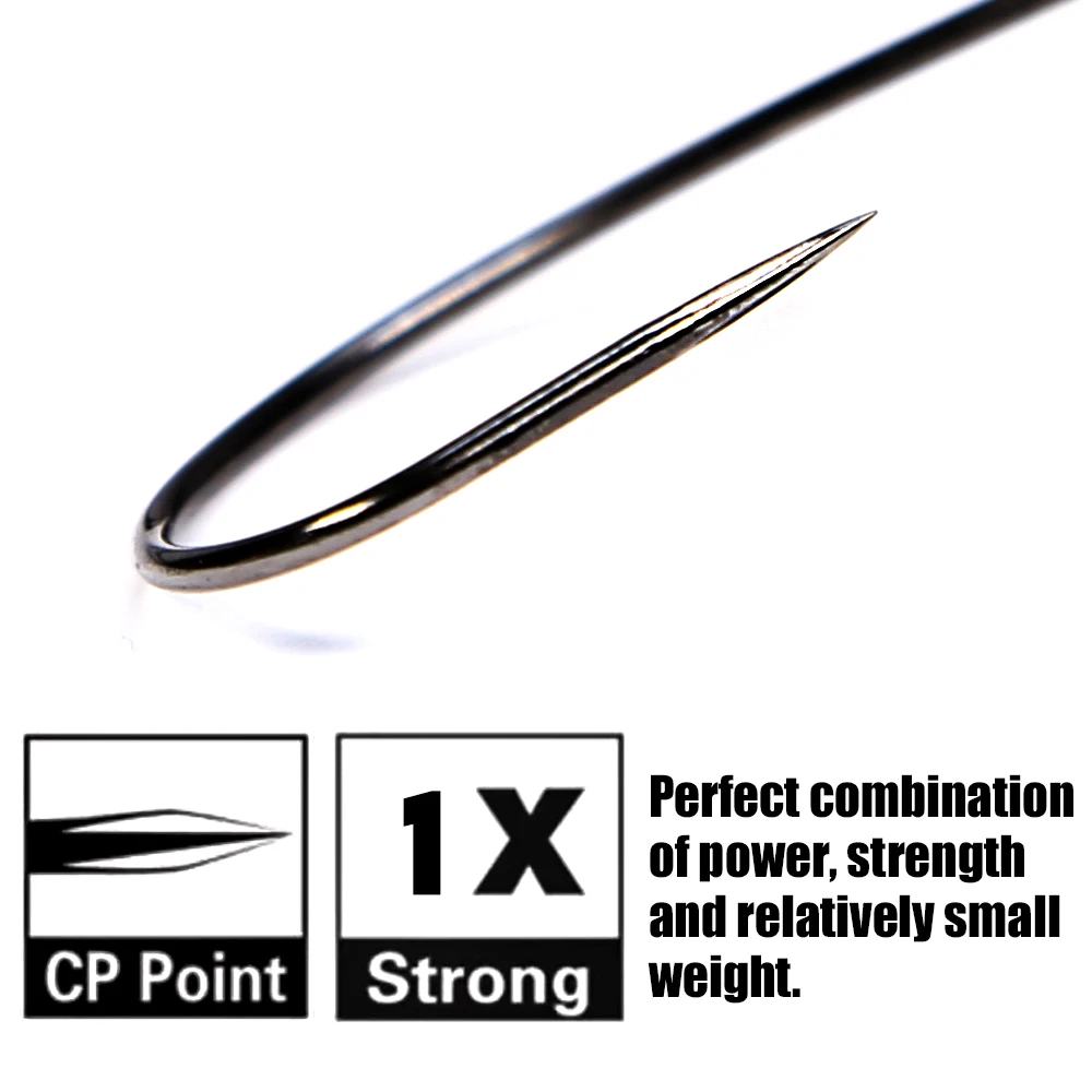 Gancho de gusano EWG de alambre fino B & U con anillos grandes, anzuelos de manivela de acero al carbono, accesorios de pesca para aparejos de señuelo suave, 12 Uds. - imagen 3