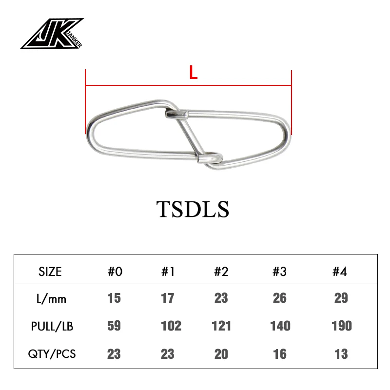 JK-mosquetones giratorios de pesca, gancho de señuelo de conector de mar de carpa de hielo, acero TUF, simétrico, 59-190LB - imagen 4