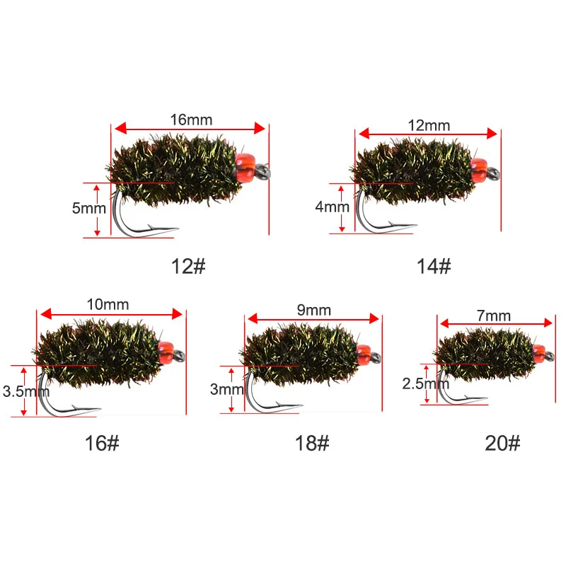 Mosodo-10 unidades de Señuelos de Pesca de Ninfa para trucha, señuelos de lubina, anzuelo de atado #12 #14 #16 #18, cebo de pesca con mosca, accesorios de pesca - imagen 2