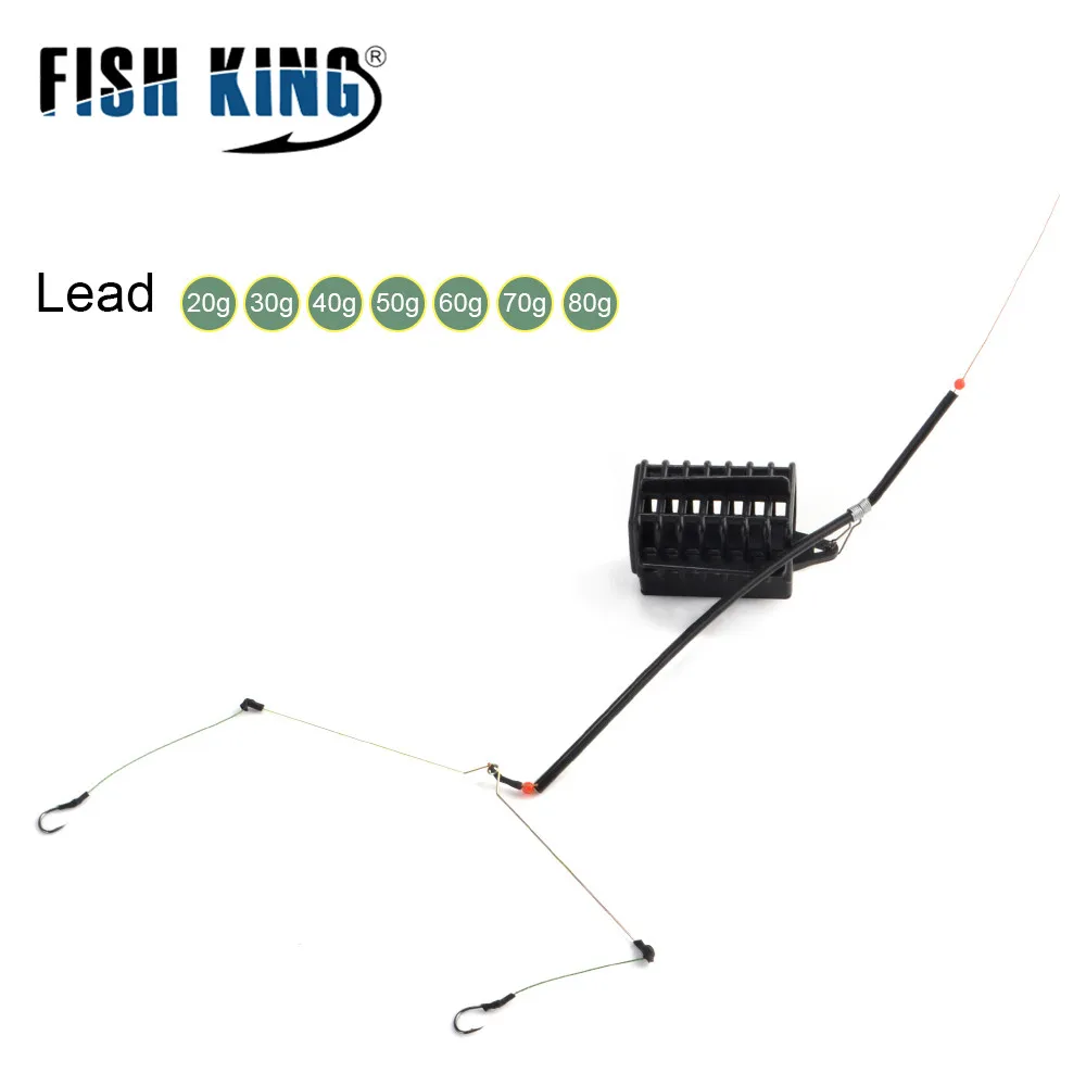 FISH KING-lanzador de cebo cuadrado de Metal, alimentador de cebo de pesca, jaula de señuelo de pesca de hierro de plomo, soporte de gancho, cesta, jaula, accesorios de pesca - imagen 3
