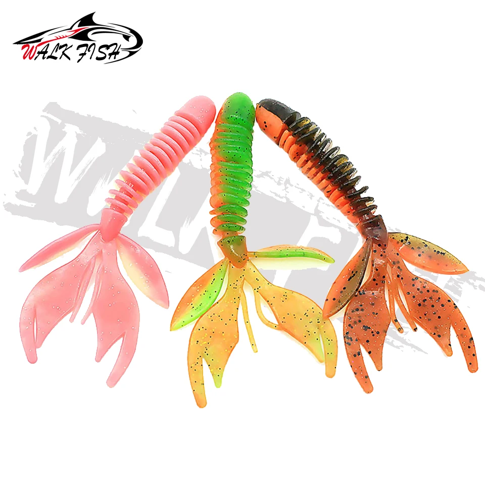 WALK FISH Bass Catch 80mm 120mm pesca señuelo suave Jig Wobblers Swimbait cebos de silicona camarones lubina perca señuelo cebo Artificial - imagen 4
