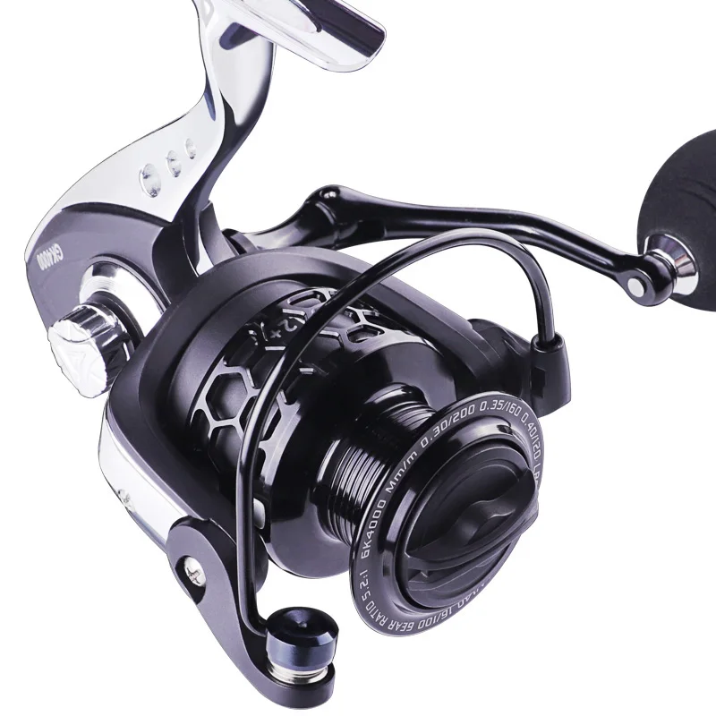 Carrete de pesca LINNHUE GK1000-7000 5,2: 1 mango de cuerpo de carrete de Metal 8KG carrete giratorio de arrastre máximo accesorios de pesca de carrete de agua salada - imagen 5