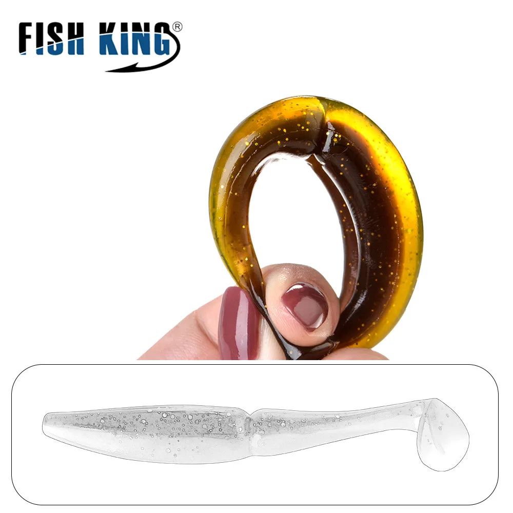 FISH KING-señuelo de pesca de silicona suave, 9-10,5 cm, cola en T, 6-10 Uds., cebos artificiales de goma, Wobblers para lubina