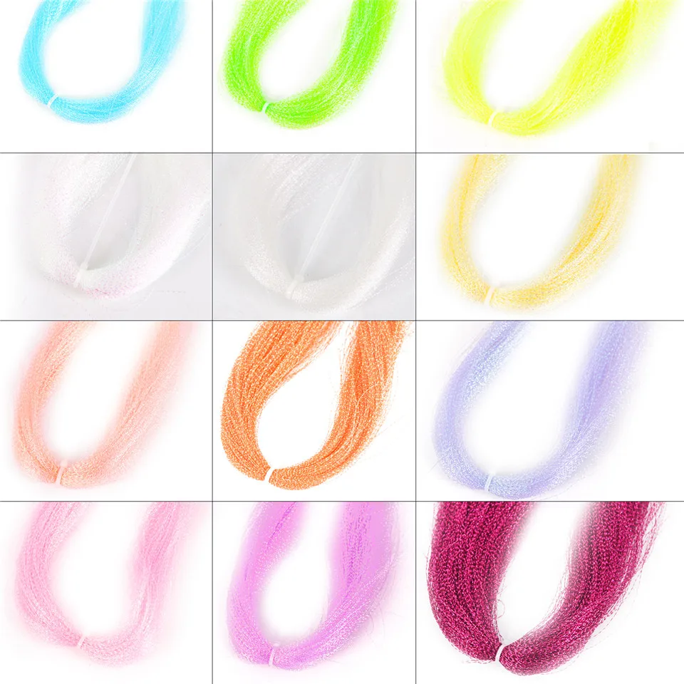 Maximumcatch-Paquete de 12 oropel holográfico Flashabou trenzado, atado de pesca con mosca, cadena Flash de cristal, anzuelo, materiales para hacer señuelos - imagen 3