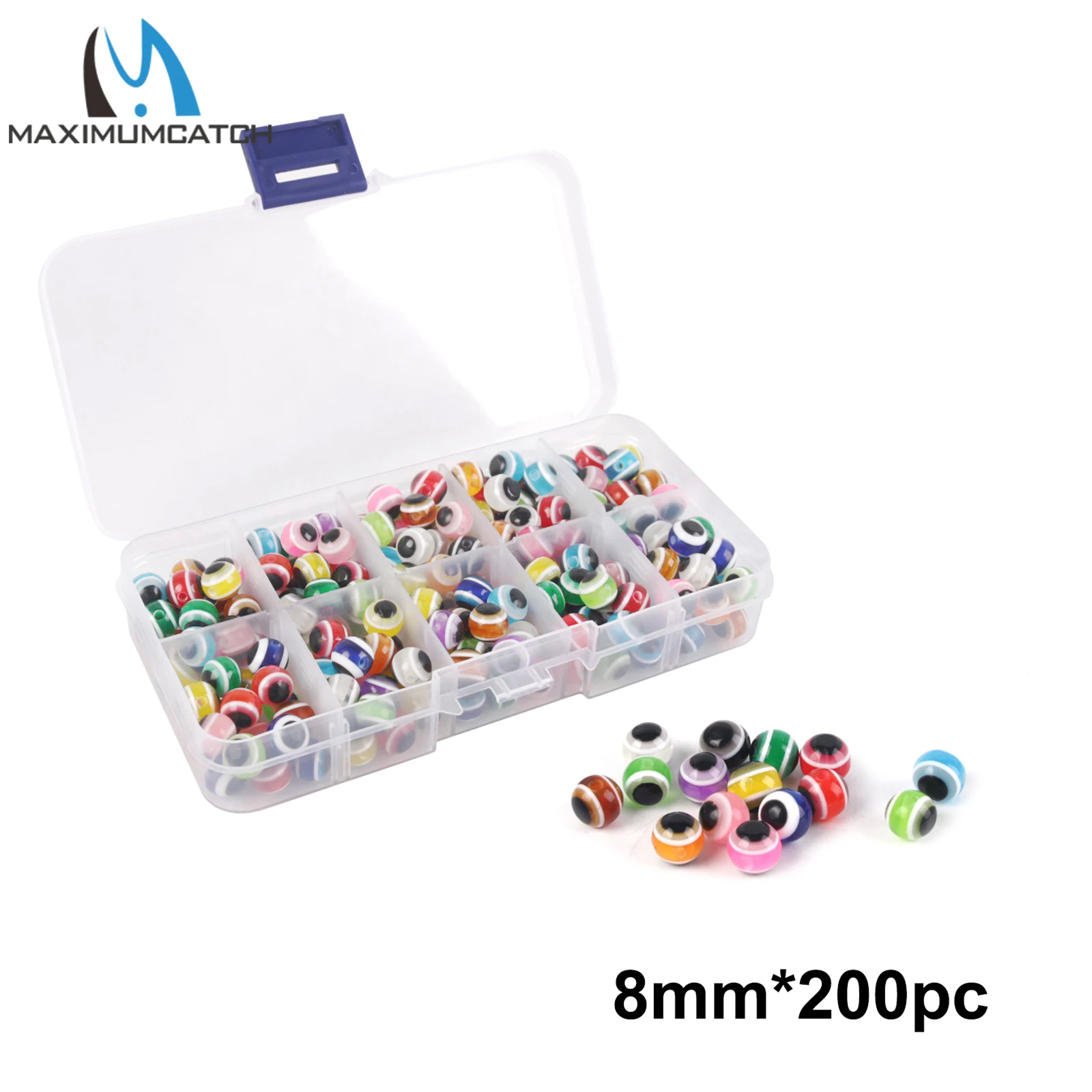 Maximumcatch 120 UDS-300 Uds cuentas de ojo de pesca colores mezclados surtidos 6mm/8mm/10mm/12mm cuentas de hilo de pescar con caja de plástico - imagen 4
