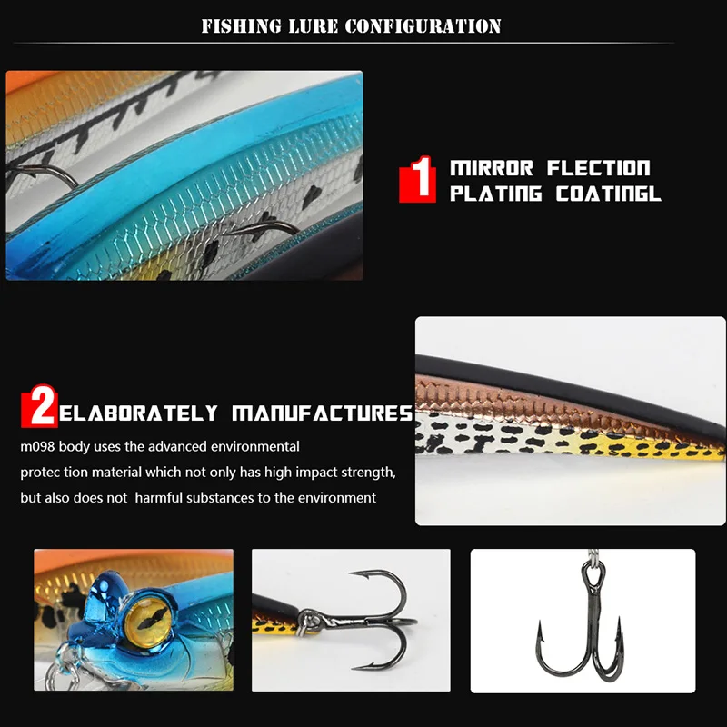 Señuelo de Pesca de pececillos, cebo duro Artificial con ojos 3D, 9cm, 10g, Crankbait, Wobbler, aparejos de Pesca, 1 unidad - imagen 3