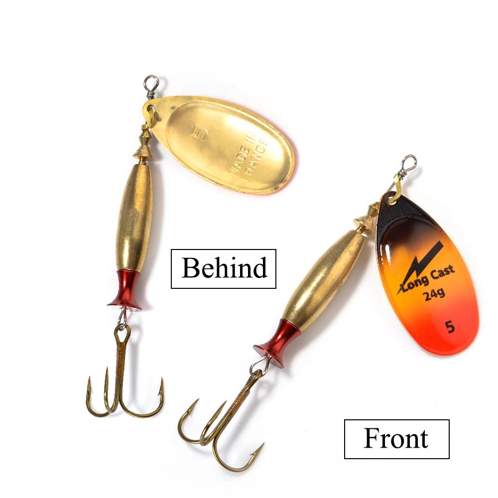 Señuelo de pesca con cebo giratorio de fundición larga, anzuelo triple, 18,2g, 23,5g, señuelo con cuchara de Metal, cebo duro, Wobblers artificiales para curricán, Lucio - imagen 3