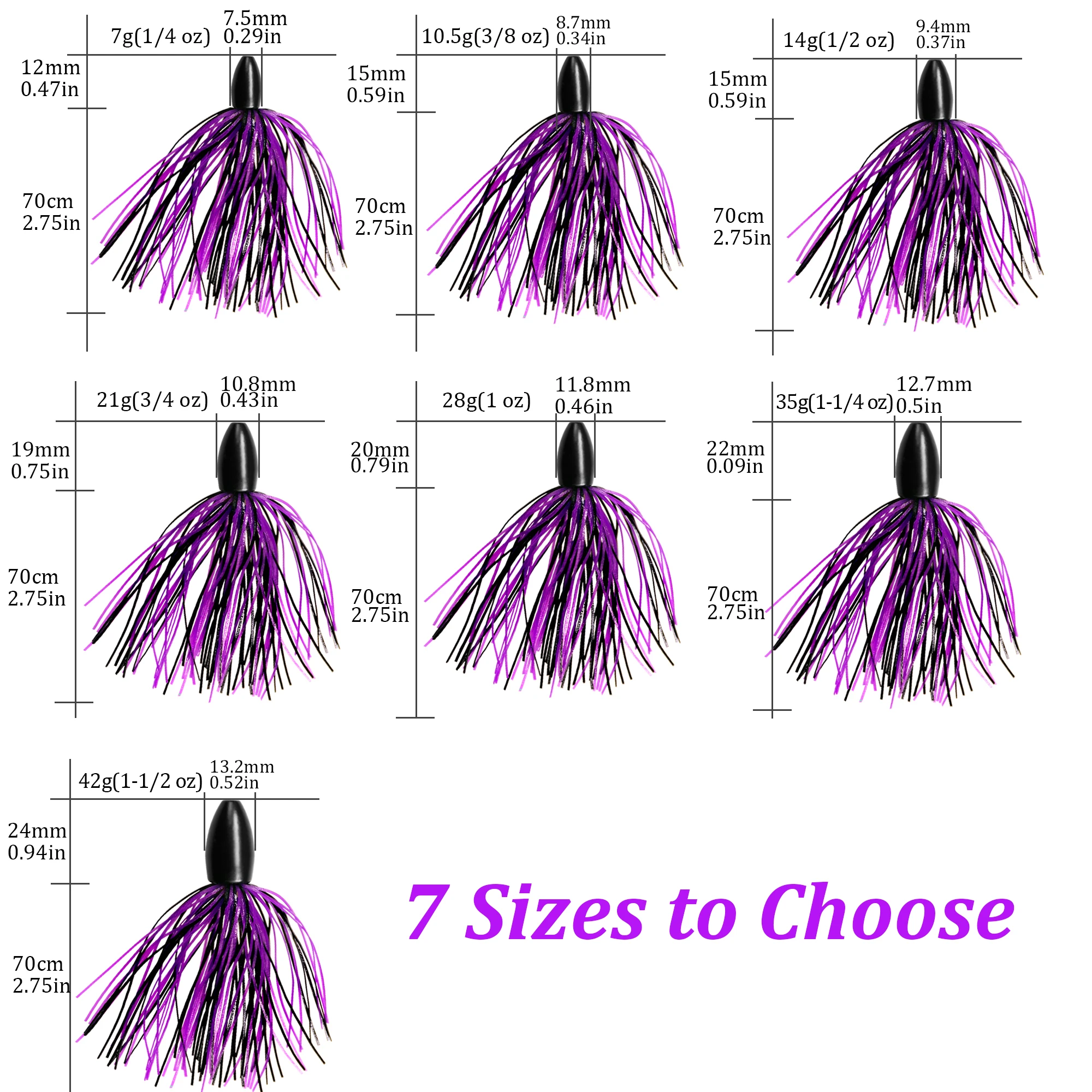 1 Uds. Cebos de alambre de pesca de 10g, plomo de pesca de tungsteno, señuelo de falda de silicona, 14g, 21g, 28g, 35g, 42g, plomo de peso para cabeza de anzuelo - imagen 2