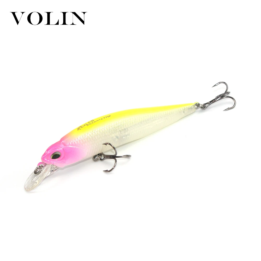 Volin 1 pieza Wobbler Minnow señuelo de pesca aparejos de lubina cebos de manivela 77mm 8,4g con 2 anzuelos de pesca señuelo de aparejos de pesca - imagen 4
