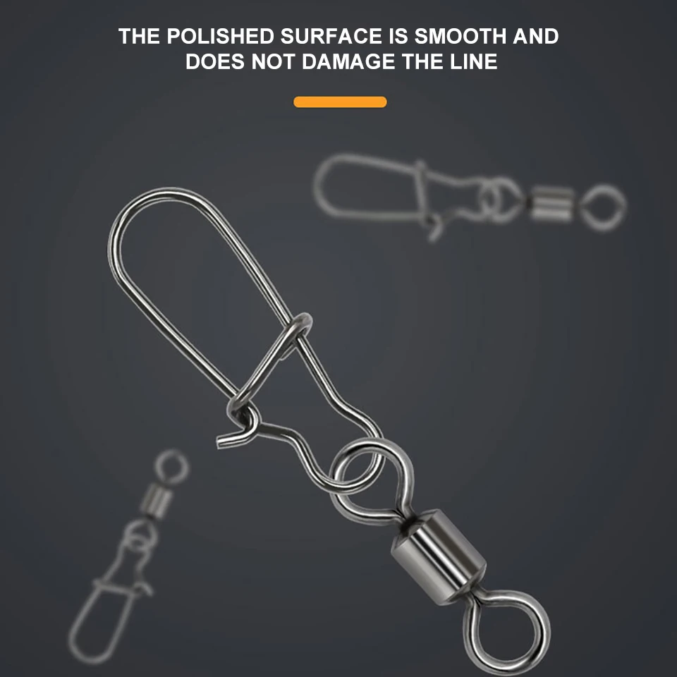 WALK FISH-accesorios de pesca de Lucio, Pin conector de rodamiento giratorio de acero inoxidable, anzuelo a presión, señuelo, aparejos giratorios, 50 Uds. - imagen 5