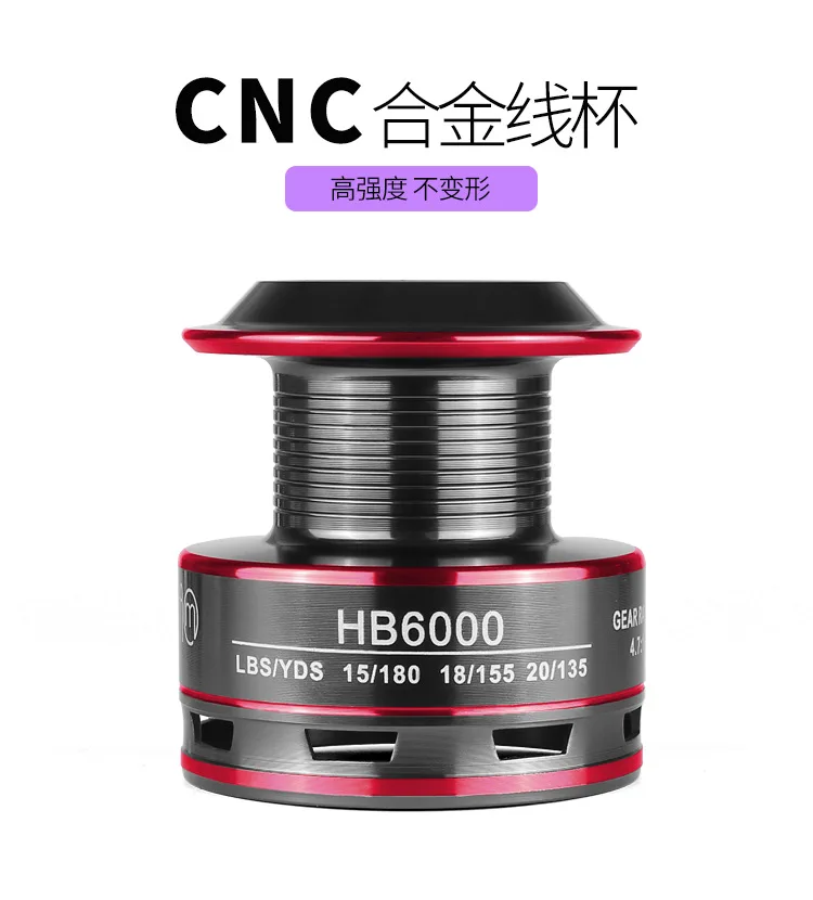 Goture-carrete de pesca giratorio, bobina de línea de aleación CNC 5,2: 1, arrastre máximo 12BB, 8kg, accesorios para Ruedas de pesca en agua salada, serie 500-7000. - imagen 4