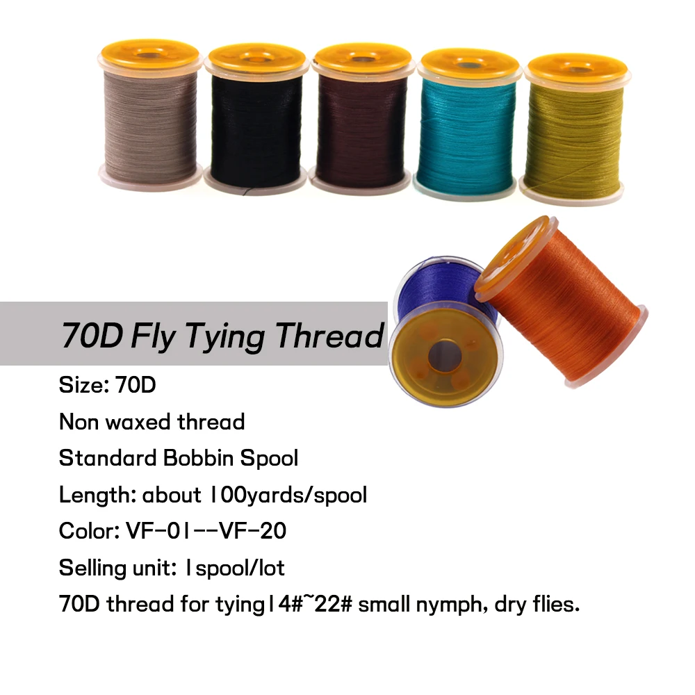WIFREO hilo de atado de moscas 70D, 20 colores, tamaño 14 ~ 22, Nymph Midge, pequeñas moscas secas, señuelo de pesca con mosca, Material de fabricación, herramienta, aparejos - imagen 2