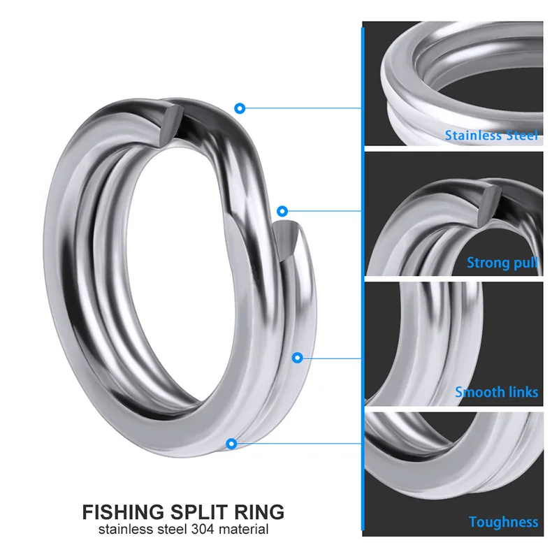 Anillos de pesca de acero inoxidable, 50/100 piezas, alta calidad, anillo sólido, señuelo, accesorios de pesca - imagen 2