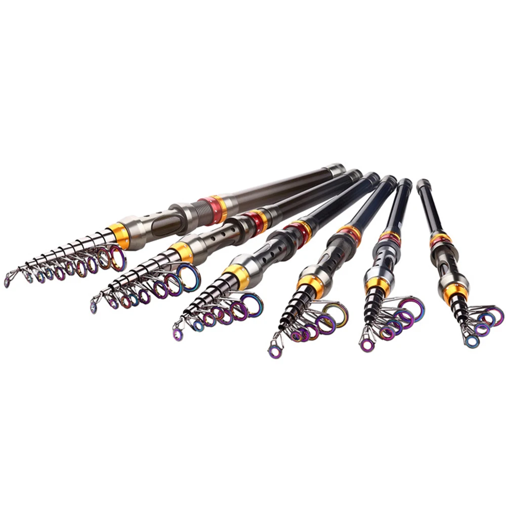 Caña de pescar telescópica de fibra de carbono, carrete de pesca duro telescópico, rueda portátil de viaje, 1,8-3,6 m, X120G - imagen 3