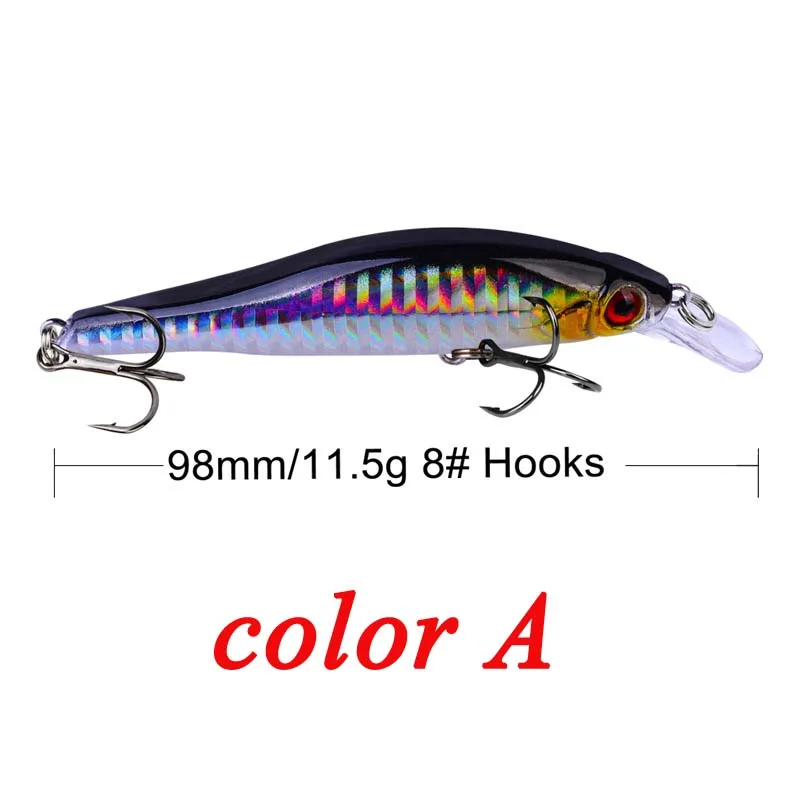 POETRYYI-Señuelos de Pesca de 9,8 cm y 11,5g, cebos de plástico duro para lubina, 5 colores, ojos 3D, colores brillantes, accesorios de pesca #4, 1 unidad - imagen 3