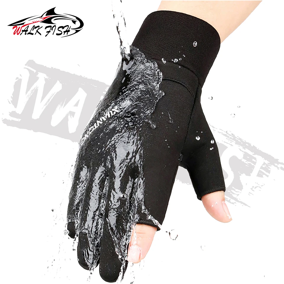 WALK FISH-guantes de pesca de invierno para deportes al aire libre, 2 dedos, cálidos, antideslizantes, resistentes al agua, para ciclismo y pesca, 1 par - imagen 3