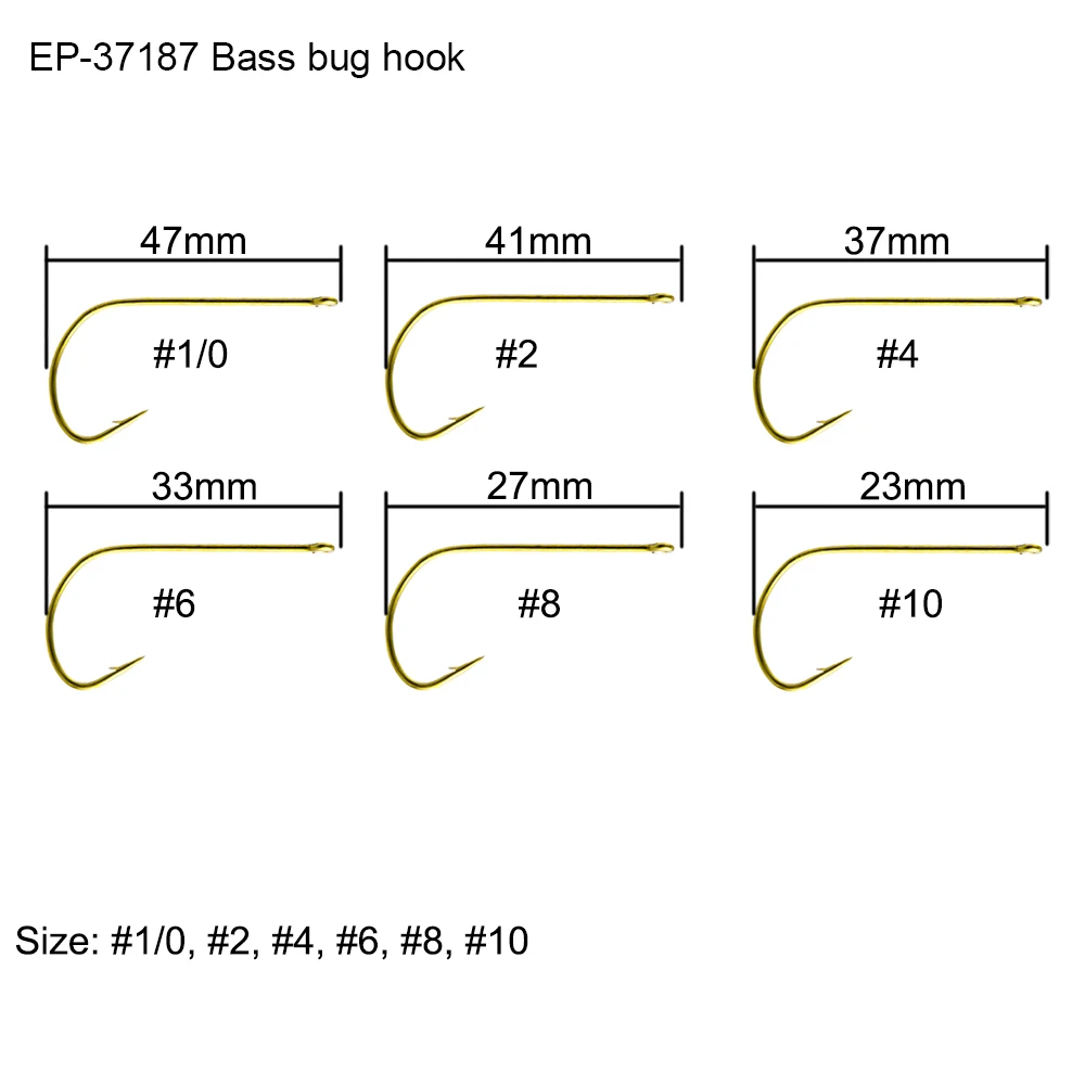 Eupheng-anzuelo de pesca EP-37187, gancho de pesca con mosca, con mango recto, anillo de ojo bronceado, curva abierta, 100 Uds.