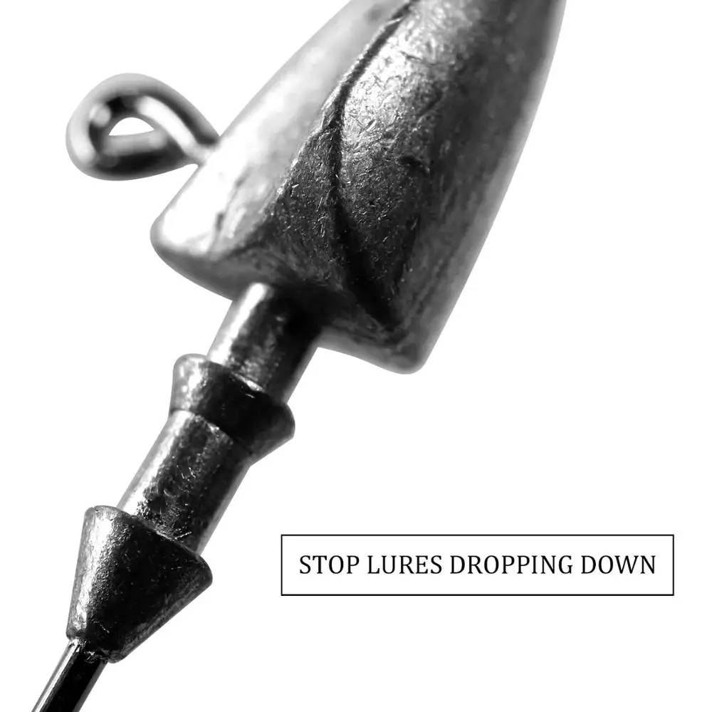 Anzuelos de cabeza de plomo de 20 piezas, 3,5g, 5g, 7g, 10g, 14g, anzuelos de púas de acero de alto carbono, anzuelos de pesca cónicos trigonales de agua dulce - imagen 4