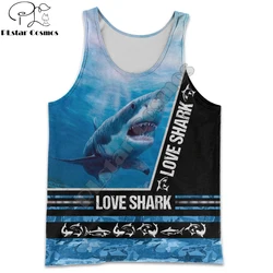 Hermoso tiburón de amor 3D completamente estampado hombres chaleco Harajuku moda sin mangas camiseta verano streetwear camiseta sin mangas Unisex BX008