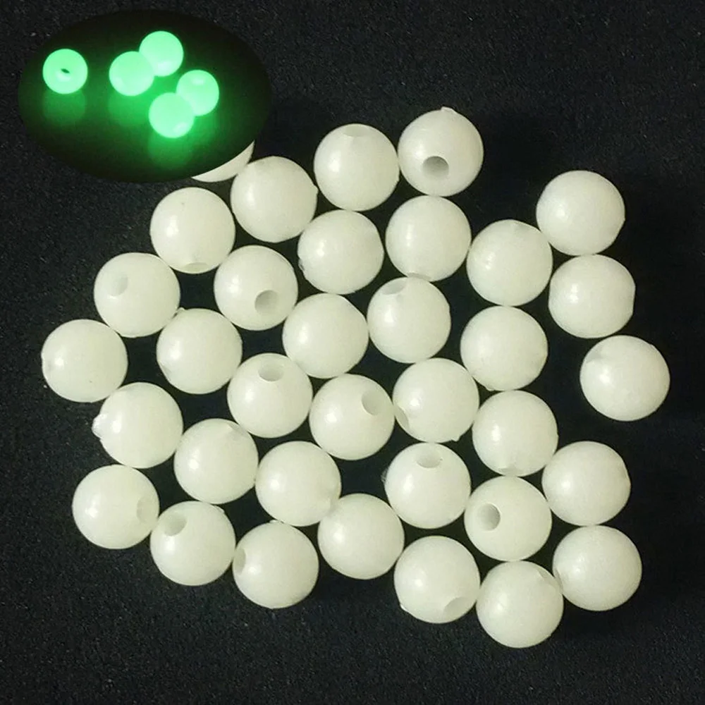 Cuentas de flotadores de pesca, Bolas brillantes de luz roja luminosa cilíndrica/semicírculo, señuelo de pesca, bolas espaciales, 50-100 unids/lote