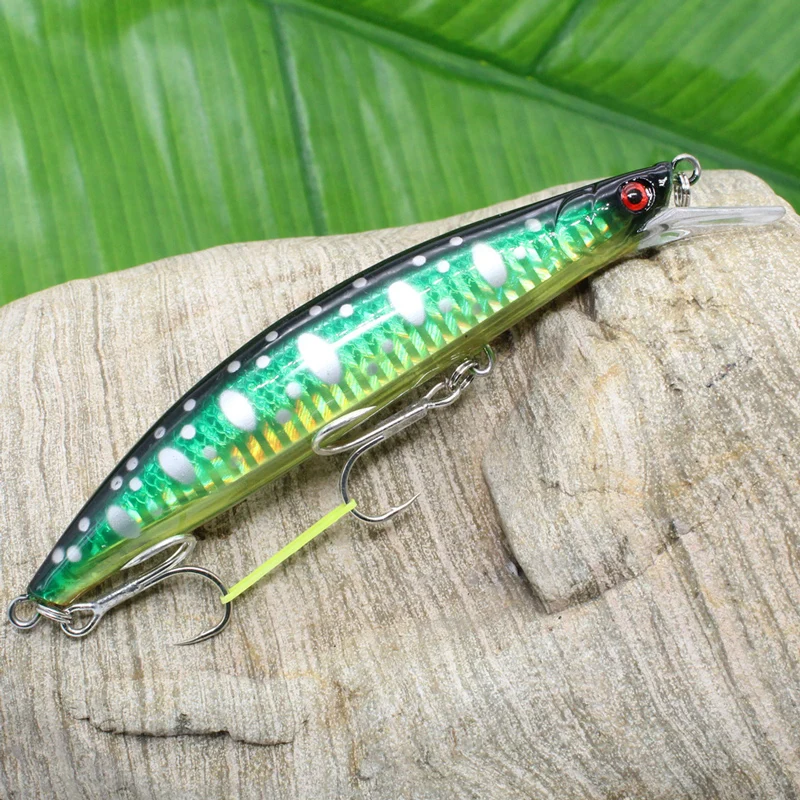 Wobbler Minnow hundimiento cebo Artificial de plástico duro para pesca señuelo aparejos lubina 13cm ojos 3d Topwater 2 anzuelo Crankbait 1 pieza - imagen 3