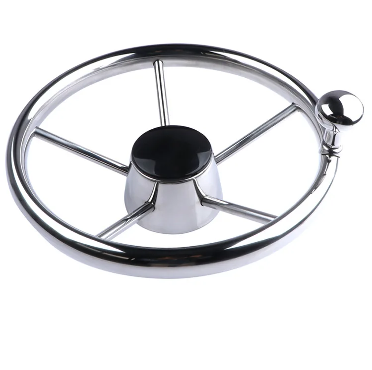 Volante náutico acero inoxidable 11 pulgadas con perilla para yate - imagen 5