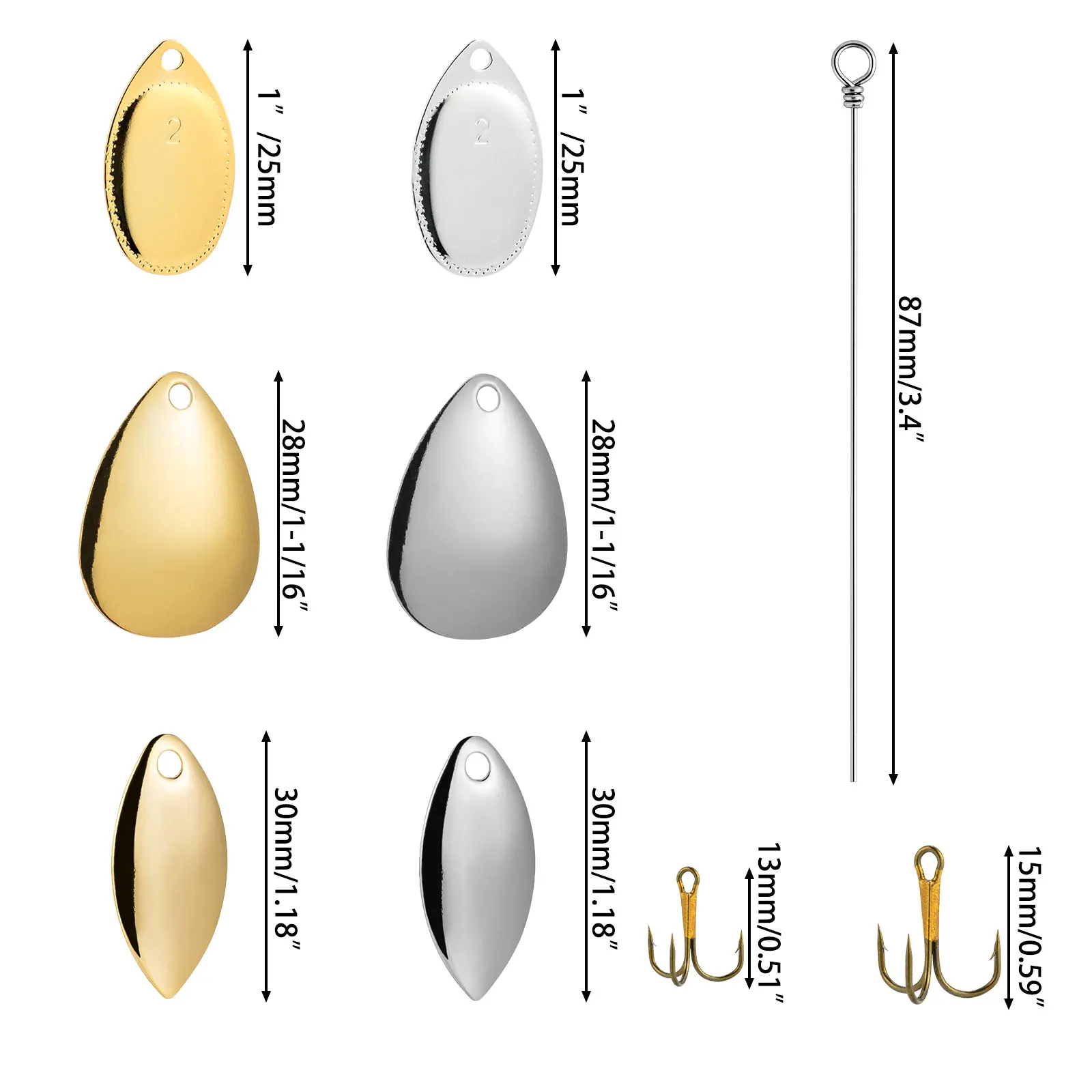Kit de fabricación de Spinner de pesca en línea para trucha, aparejo de cebo, cuchara, Spinnerbait Blade Bass Crappies Salmon, 210 unids/caja - imagen 5