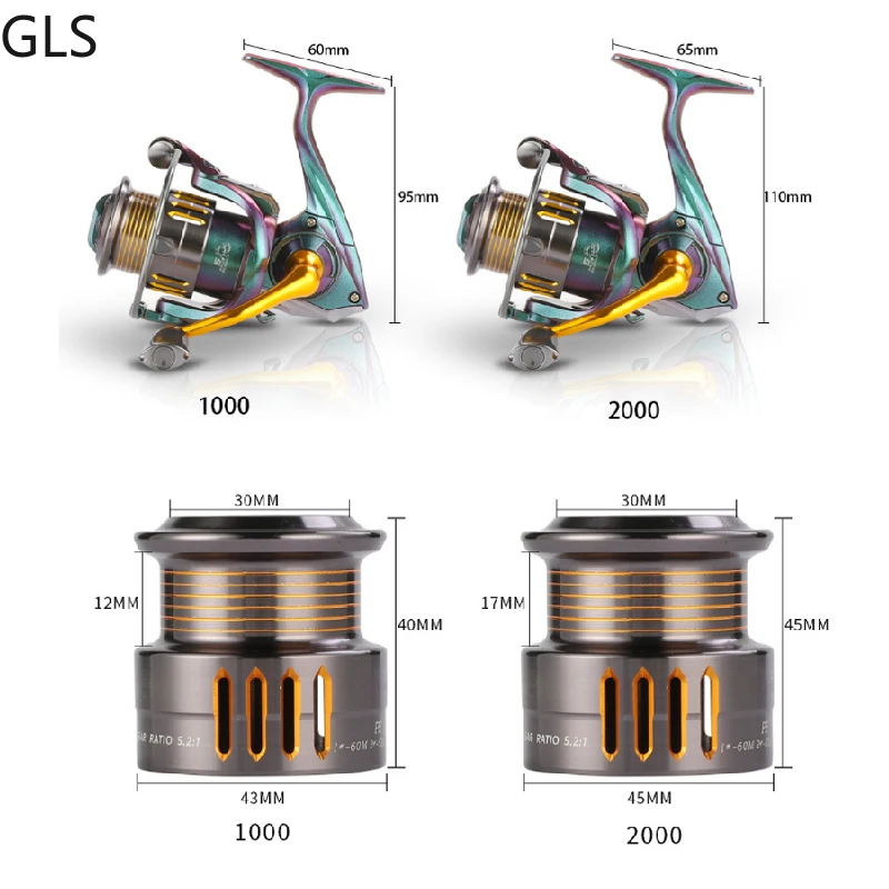 GLS-rueda giratoria de carpa, herramientas de bobina de Pesca de lubina de mar, alta calidad, CK 1000, 2000, relación de engranaje 5,2: 1, 5 + 1BB 2021 - imagen 5