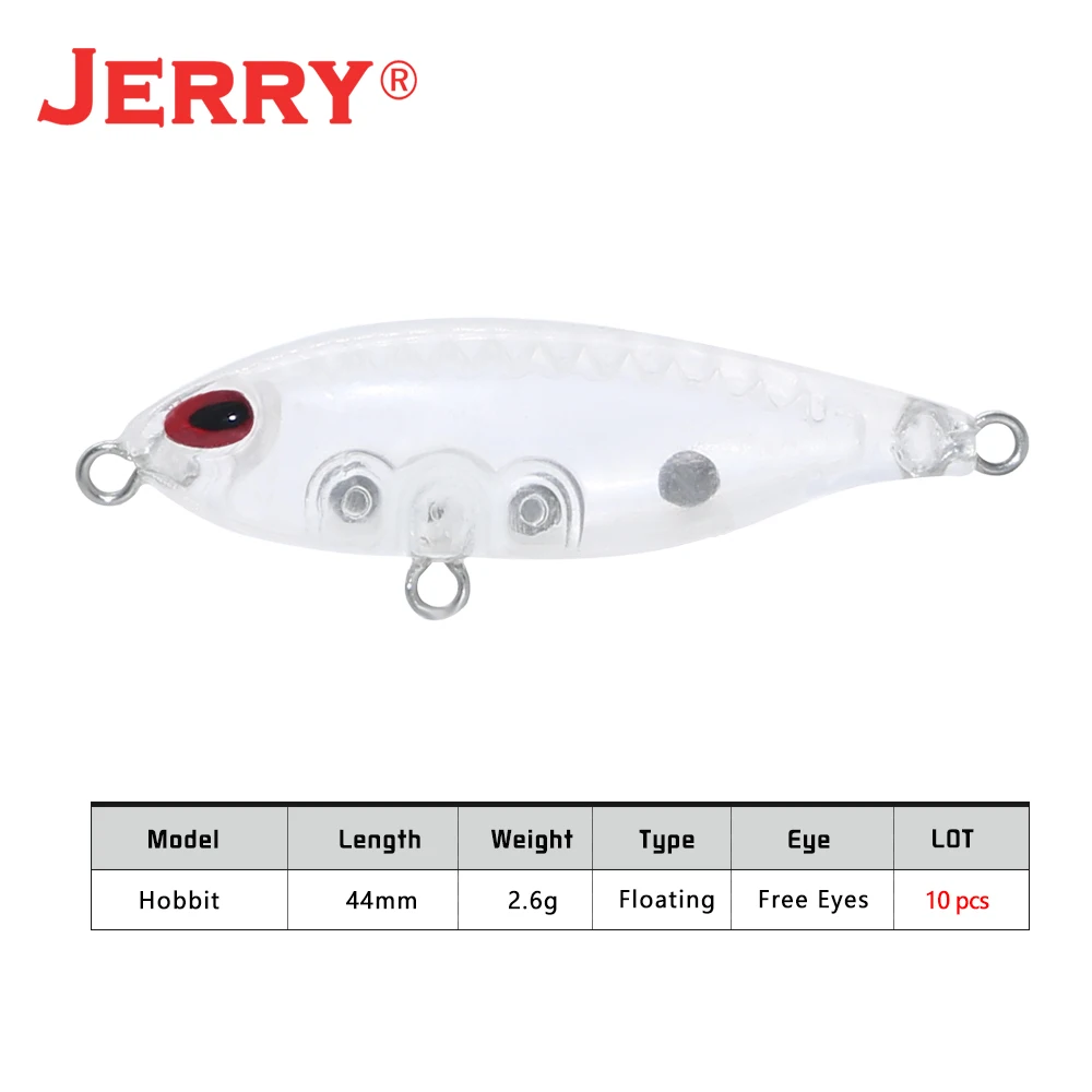 Jerry Hobbit-señuelo de 10 piezas en blanco, sin pintar, flotante, manivela, ultraligero, Micro Señuelos de Pesca - imagen 2