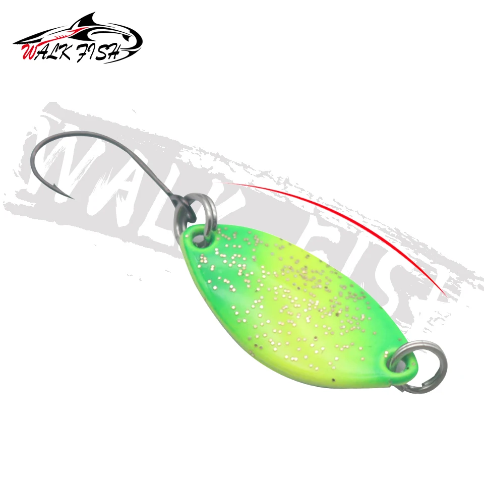 WALK FISH-microcucharas de Pesca pequeñas para trucha, señuelos de un solo anzuelo, 1,2g, 1,6g, 2g, cebo giratorio, aparejos de Pesca de invierno de agua dulce - imagen 4