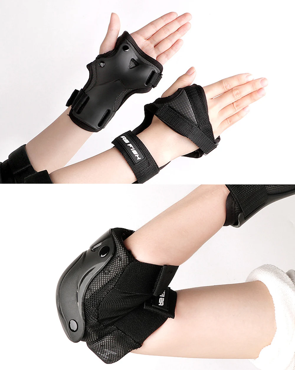 Protector de patinaje sobre ruedas para niños y adultos, coderas y rodilleras para montar en monopatín, deportes de hielo, equipo de protección de muñeca, juego completo de 6 piezas - imagen 3